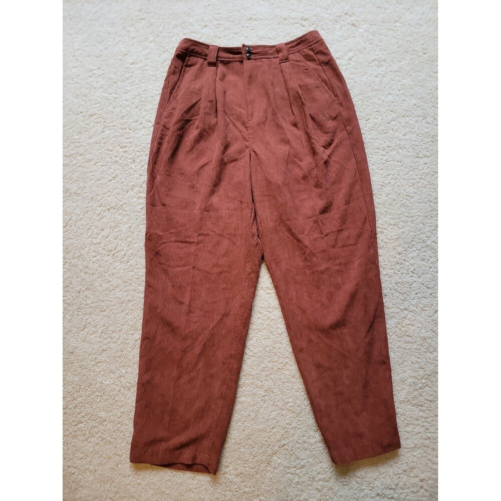 Madewell Rust Corduroy Pleated High Rise Straight Leg Pants Womens Size 12